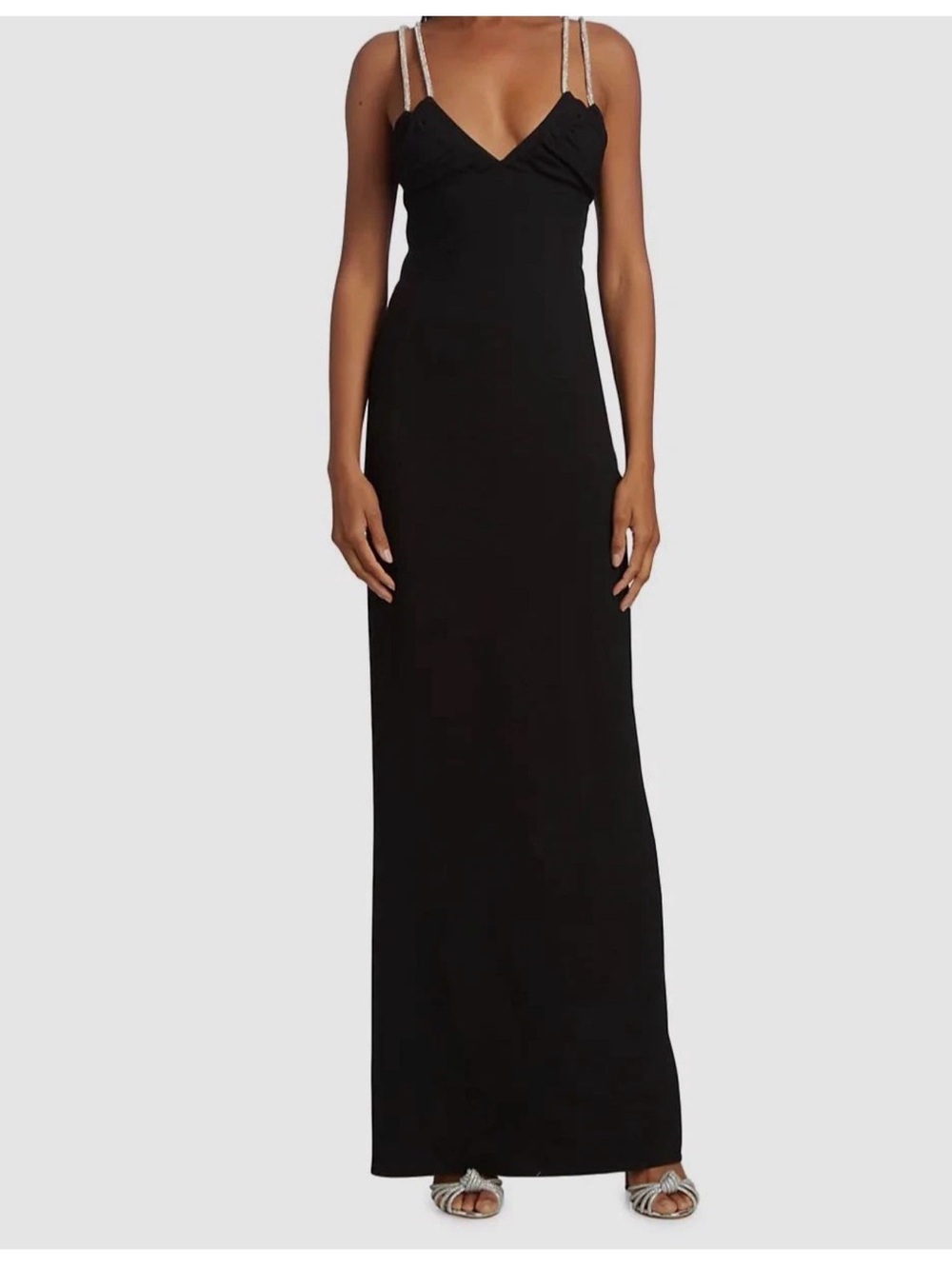 NWT Tanya Taylor Dasha Gown Black Maxi Slip Dress with Beaded Straps $645
